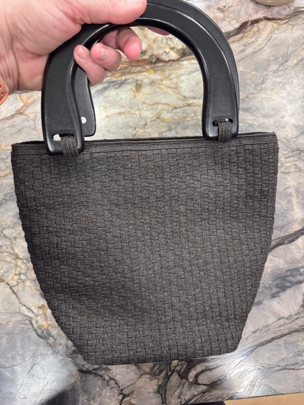 Talbots Black Woven Mini Tote with Rounded Handles